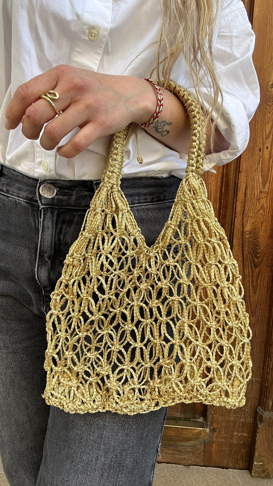 Bolso Rejilla Chauen Mini Metalizado