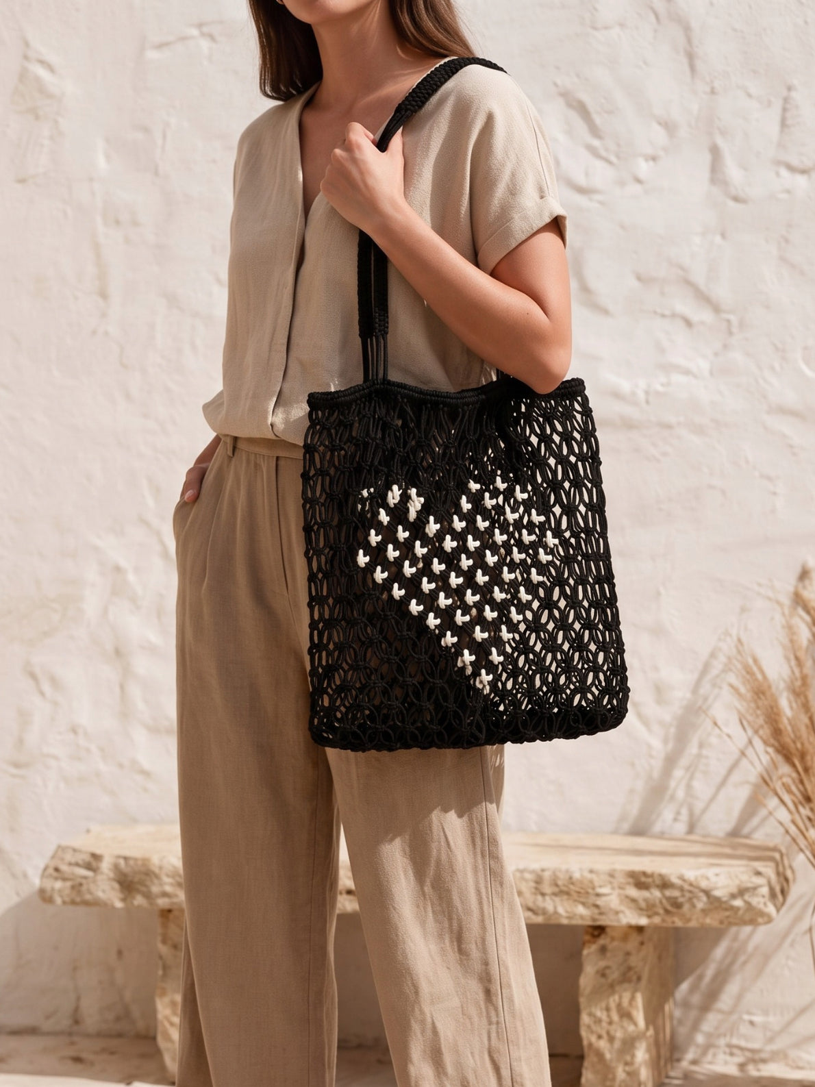 Bolso Tote Rejilla Essauira Corazón